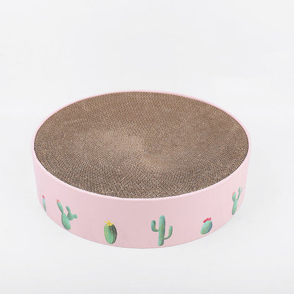 Durable Round Cat Scratch Board Bed and Toy-1