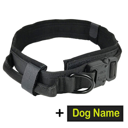 Dog Tag Nylon Tactical Collar With Handle Training Personalized-7