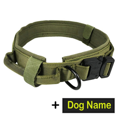 Dog Tag Nylon Tactical Collar With Handle Training Personalized-15