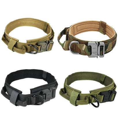 Dog Tag Nylon Tactical Collar With Handle Training Personalized-2